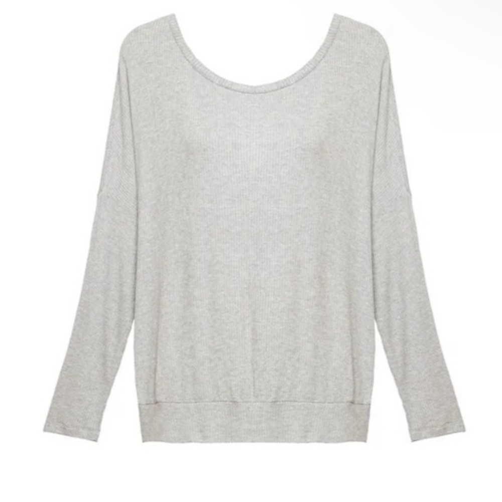 Eberjey Creme Ribbed Slouchy Pullover